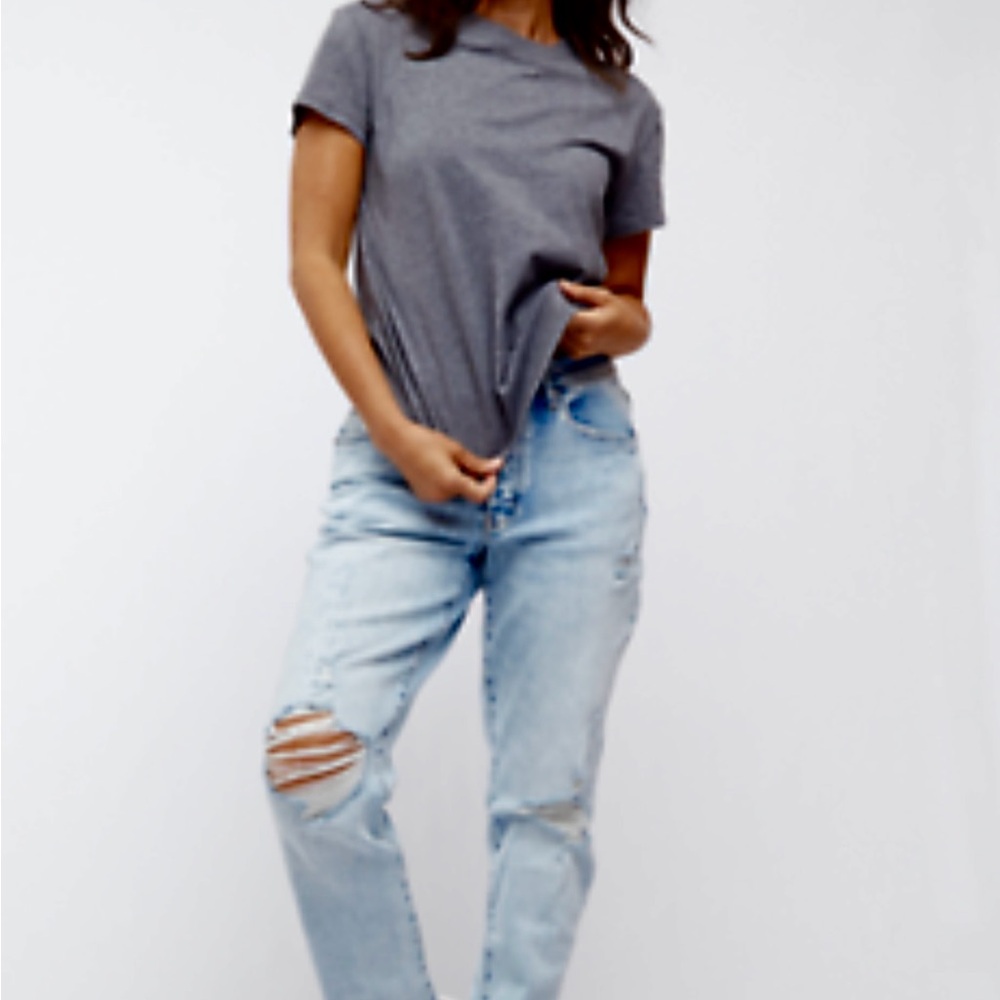 New OLIVER LOGAN Mid Rise LUDLOW Relaxed AGED LIGHT Vintage Rip Mom Jeans 25 26